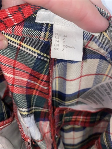 H&M Tartan Trousers Size 4 Zips Wasit 24" Leg 29" - Picture 11 of 12