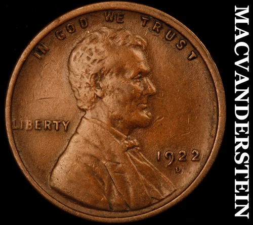 1922-D Lincoln Wheat Cent- Extra Fine Semi Key Better Date #J1968