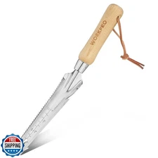 WORKPRO Hand Weeder Puller, 5-in-1 Stainless Steel Garden Trowel with Wooden 