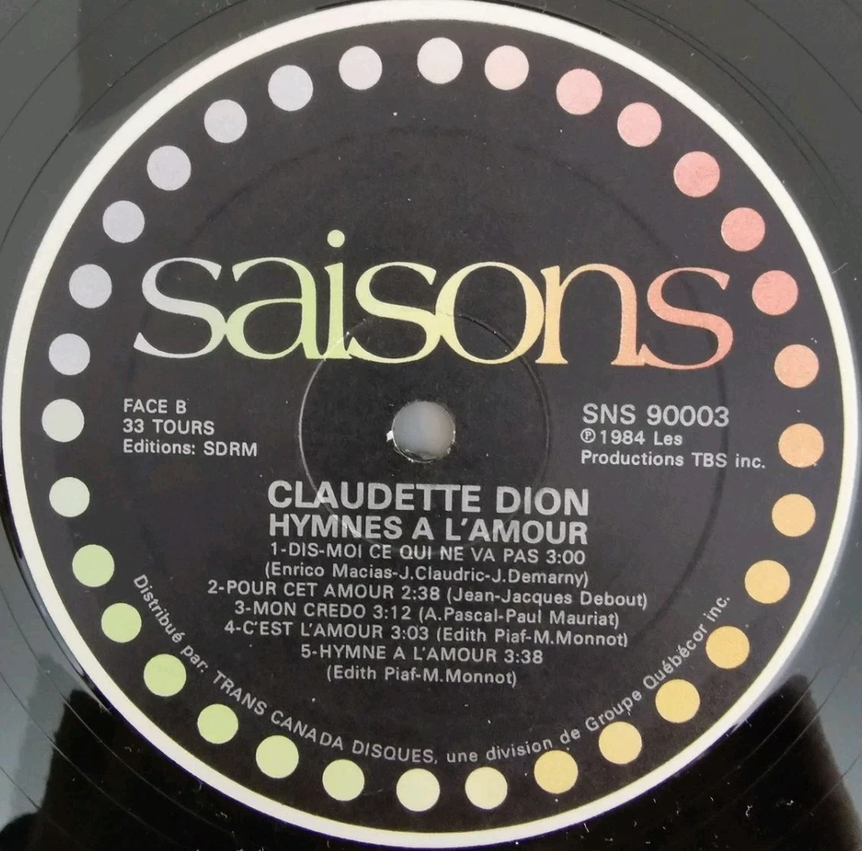 Vinyl LP Claudette Dion - Hymnes A L'Amour VG SNS 90003 Canada Pop - Image 4 of 4