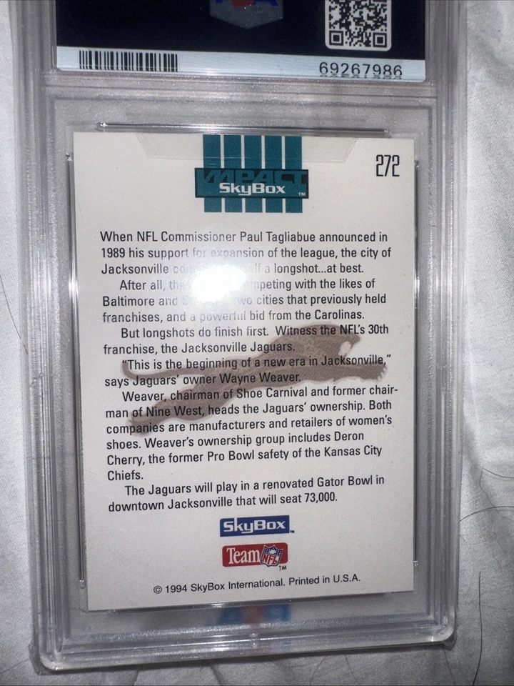PSA Graded Jacksonville Jaguars 1994 SkyBox Impact #272 PSA 6 Low Pop - Image 2 of 2