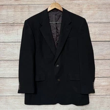 Hart Schaffner Marx Mens Blazer 42R Black Solid 100% Camel Hair Sport Coat
