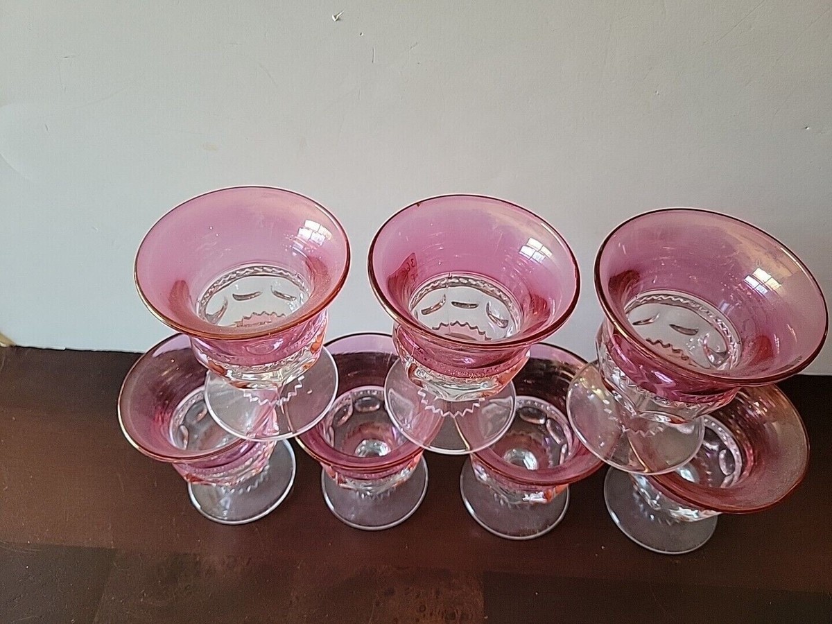 7 Vintage Indiana Glass King's Crown Cranberry Ruby Red Flash