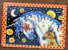 Folk Art Unicorn & Foal Single Trade Swap Playing Card