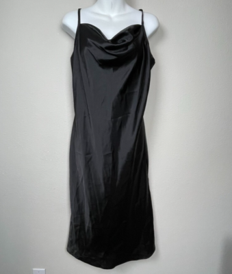 Bebe Black Slip Dress Size L Y2K Babydoll Romantic Cowl Neck Made in USA |  eBay