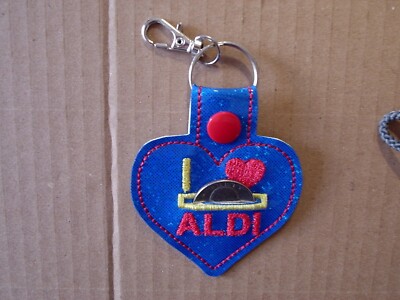ALDI Theme Quarter Keeper Heart Shape Blue Keychain