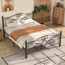 VECELO Twin/Full/Queen Bed Frame with Headboard  Footboard Metal Slat Support