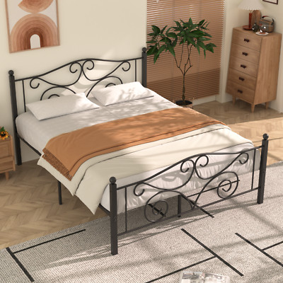 VECELO Twin/Full/Queen Bed Frame with Headboard & Footboard Metal Slat Support