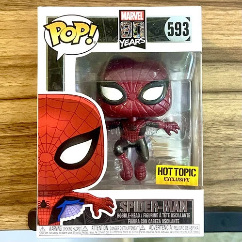 Funko Pop de Spider-Man metálico! #593 Marvel Bobble-Head Hot Topic exclusivo