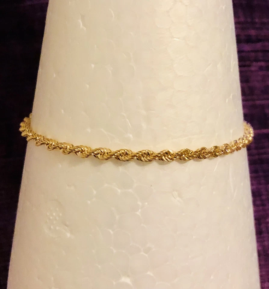Brazalete de oro amarillo de 9 quilates 19 cm cuerda eslabón 375 sello 1,5 gramos nuevo en caja Foto 4 de 4