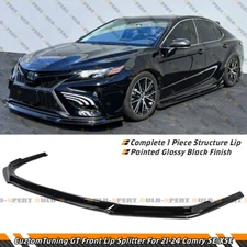 CTM Design Gloss Black Front Bumper Lip Splitter For 2021-24 Toyota Camry SE XSE