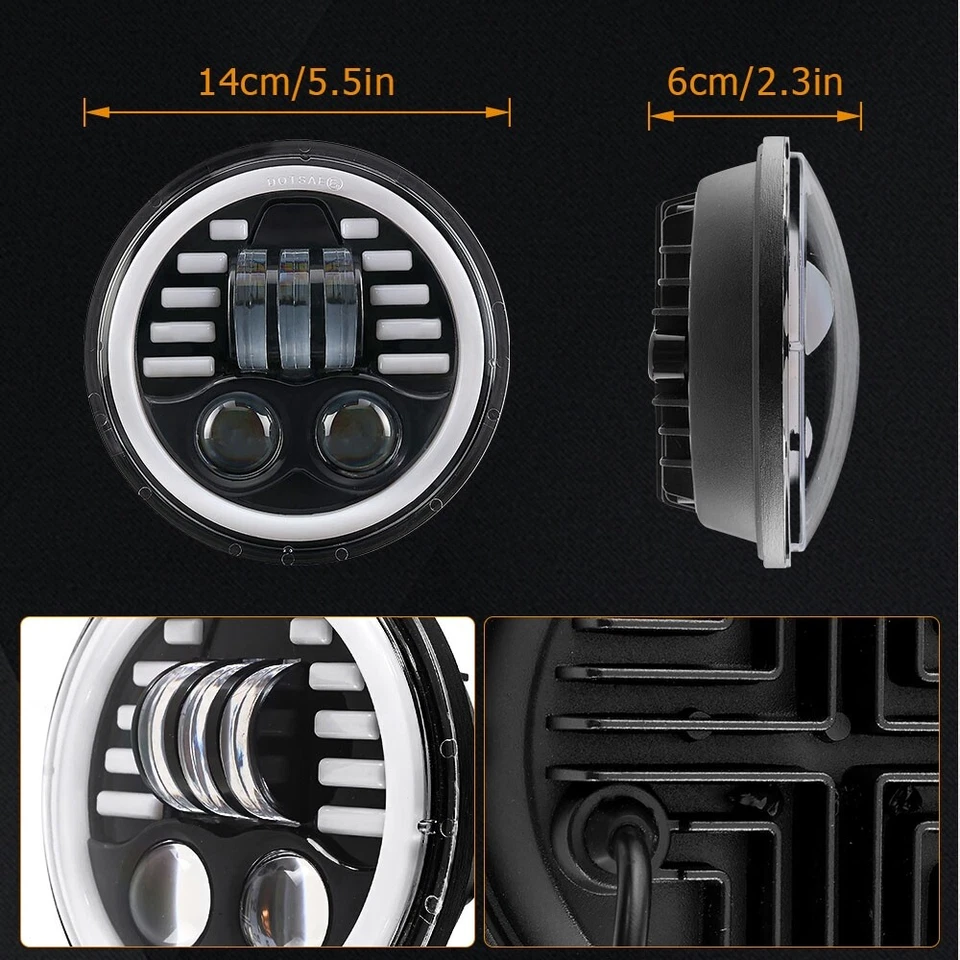 Faro LED de 5,75" 5-3/4" pulgadas sellado haz alto-bajo para motocicleta Yamaha 45W Foto 2 de 4