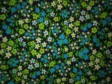 Stunning blue green flowers fabric material spring wildflowers 2 yarda sweet
