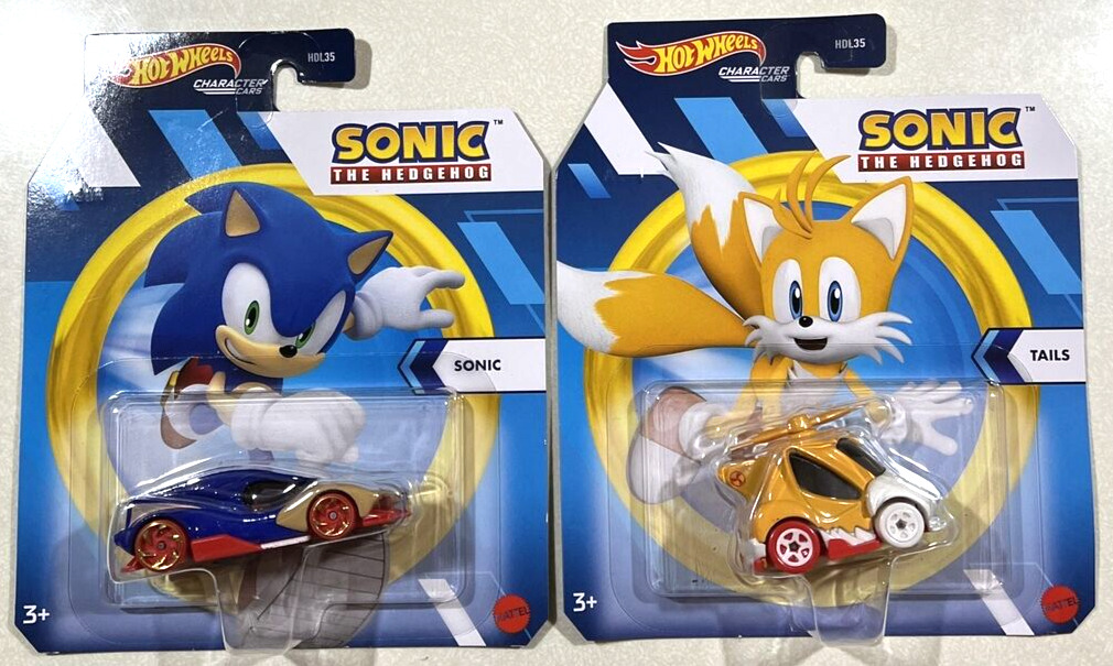 NEW 2022 Hot Wheels Character Cars Sonic The Hedgehog - Sonic & Tails LOT 2 VHTF