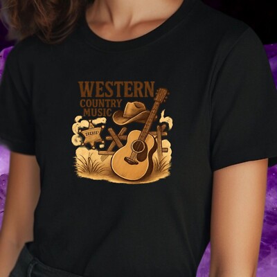 T-Shirt Western Musik   Cowboy Gitarre Motiv für Country Fans, Funshirt Geschen