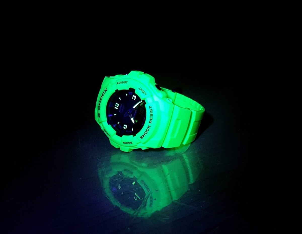 VTG G-Shock G-100 Dual Display Yellow-Green Neon Grow in Dark By