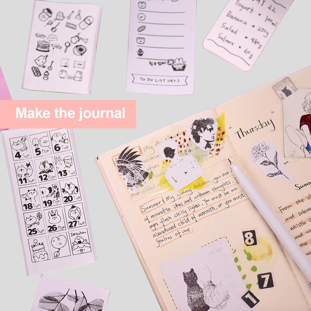 Mini Inkless Bluetooth Printer 203DPI Portable Photo Printer for Journals