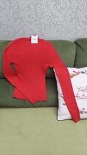 Pull and Bear BNWT Red Roll Neck Skinny Rib Jumper Size L