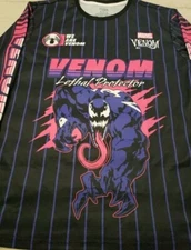 NWOT Mens Marvel Venom Lethal Protector LS Pinstripe Mesh Jersey Shirt Xl