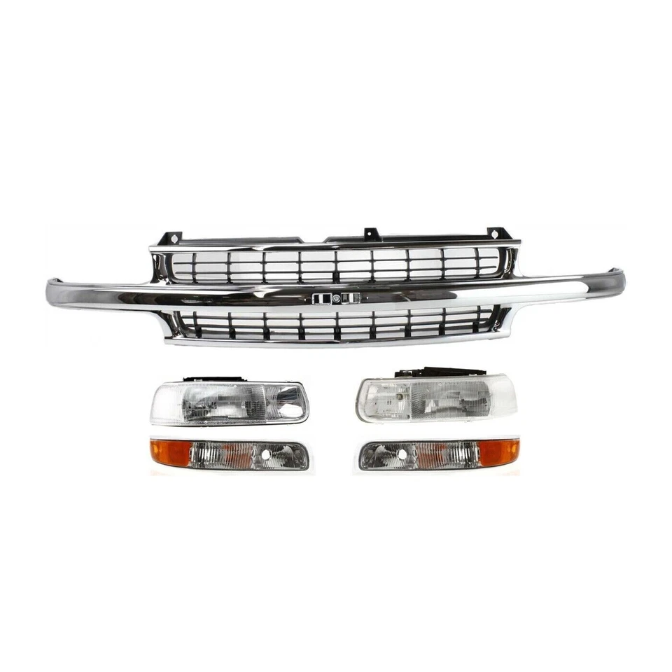 Conjunto de rejilla + kit de faros para Chevy Tahoe y Suburban 1500 2500 2000-2006 Foto 3 de 4