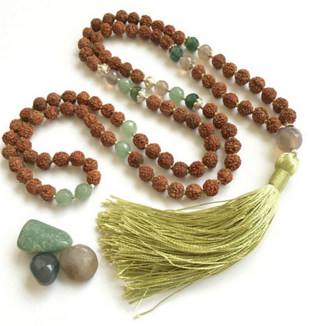 8mm Rudraksha green Jade Tassel Mala Necklace 108 Beads energy pray Unisex Lucky 8mm Rudraksha green Jade Tassel Mala Necklace 108 Beads energy pray Unisex Lucky