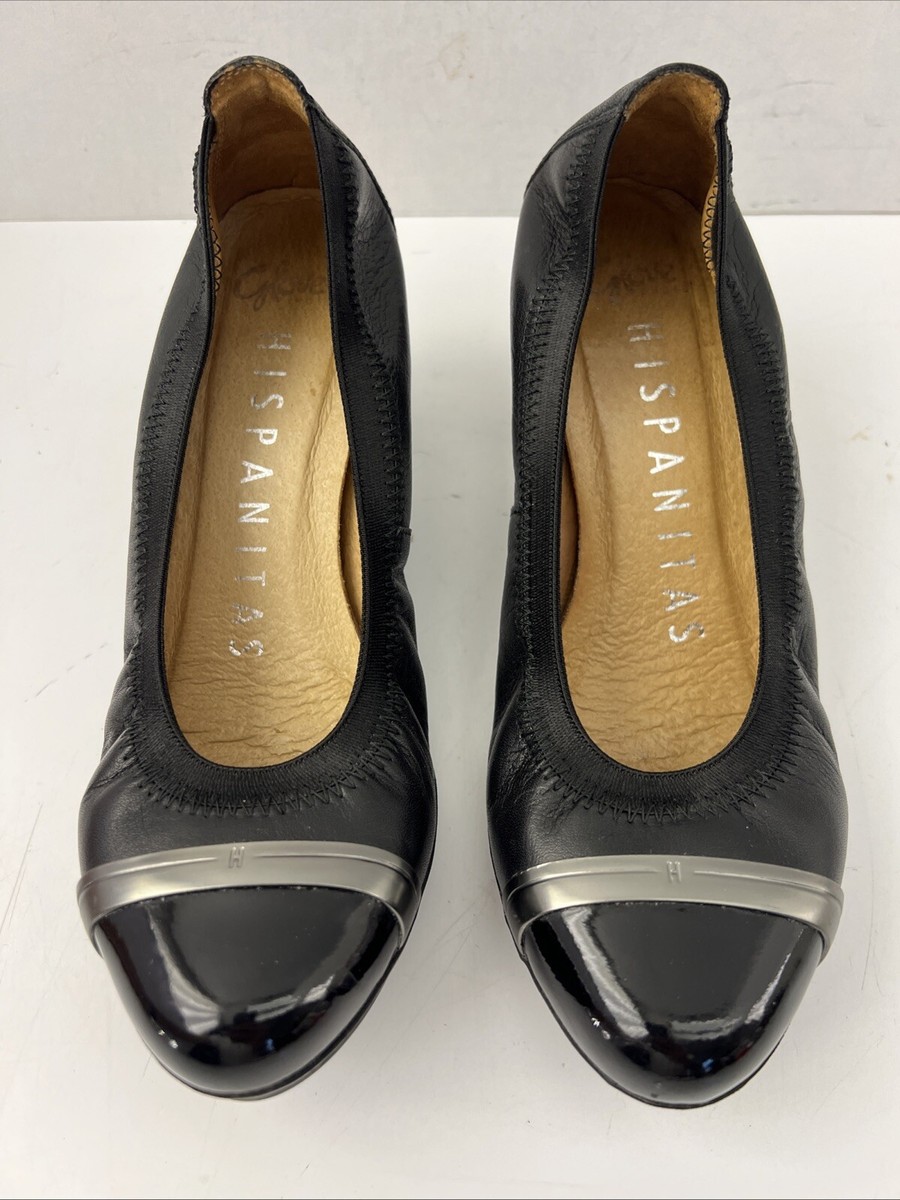 Hispanitas Glove Low Heel Women's High Bailarinas Flat Size 35 US Sz  Black EuC