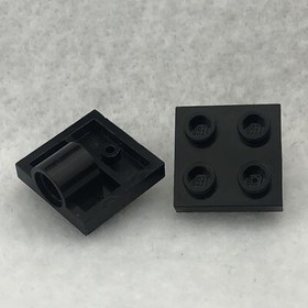 LEGO 10247 Black Plate, Modified 2 x 2 W/ Pin Hole (x2)