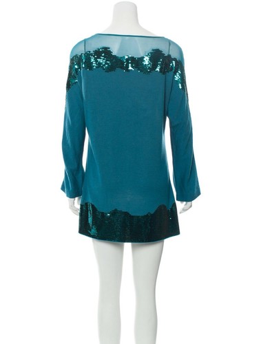 MSRP $2300 Alberta Ferretti Luxury VIRGIN WOOL Sequin Designer Mini Dress S US4 - Picture 4 of 5