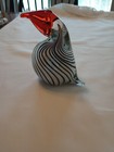 802 - Art Glass Bird Figurine Black/White/Red 5" tall — photo 5