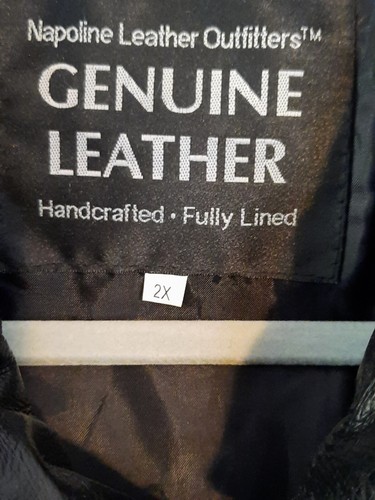 Vtg Napoline Leather Outfitters Black Genuine Leather Bomber Jacket Mens Sz 2XL - Picture 5 of 6