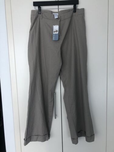 NWT Wide Leg Pants Size 16 Linen Blend Cuffs Pockets - Picture 1 of 6