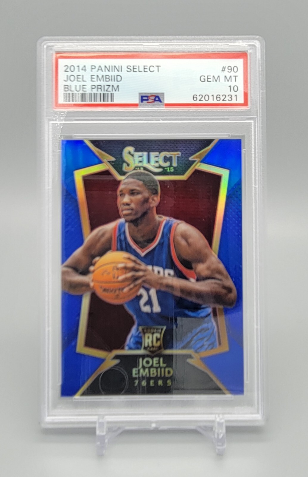 🌋2014 Panini Select Joel Embiid BLUE PRIZM /249 ROOKIE RC #90 PSA 10 MINT 💎