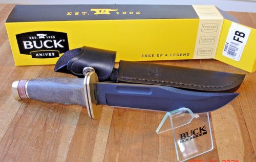 @ FB BUCK KNIFE 119 BO27 SPECIAL MICARTA HANDLE 420HC BLACK BLADE LEATHER SHEATH