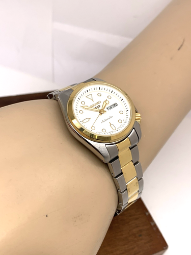 Seiko Women's Watch SRRA002 Automatic Silver Dial Two Tone Stainless Steel 28mm - Imagen 5 de 14