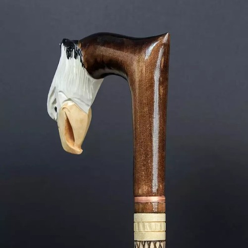 Spazierstock geschnitzt Adler Kunsthandwerk Stock Holz Handarbeit exklusiv viktorianisch - Bild 4 von 4