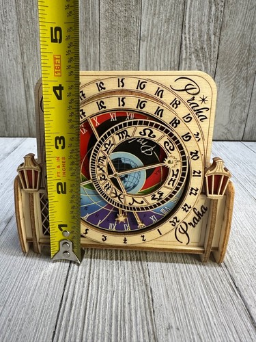 De Colección Praha Praga Reloj Astronómico 3D Diseñado Madera Posavasos Set 6 Souvenir - Imagen 7 de 10
