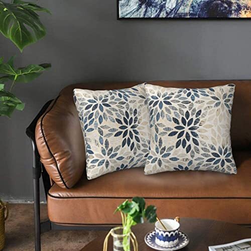 Dahlia Pillow Covers 16x16 Inch Set of 2 16" x 16" (Pack of 2) Rust Navy Blue - Bild 4 von 7