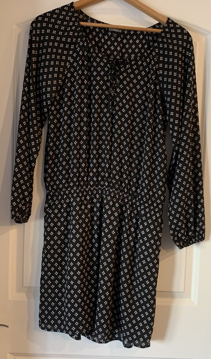 Express Shirt Dress Womens Size Med Lace Front Black White Elastic Waist Lined | eBay Express Shirt Dress Womens Size Med Lace Front Black White Elastic Waist Lined | eBay
