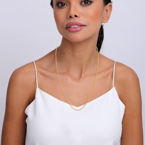 Authentic 925 Sterling Silver Italian Gold-Plated Ball Chain Necklace for Teen and Women