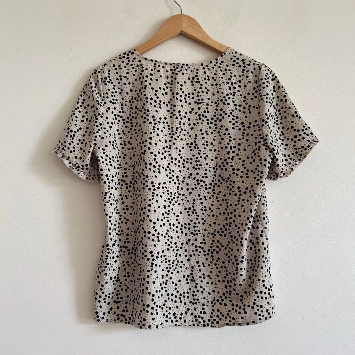 Vero Moda Boxy Top Blouse Abstract Retro Print Tshirt Summer Polka Dot