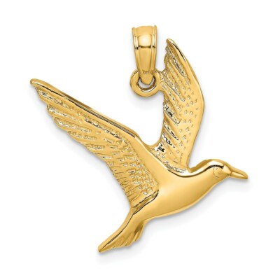 14K Gelbgold poliert & 2-D Möwe fliegend Anhänger