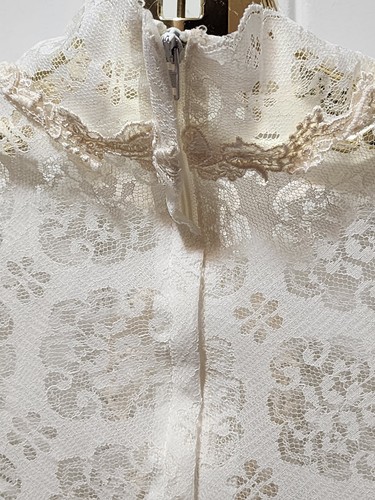 Vintage 60s 70s Victorian Ivory Bridallure Laced Wedding Dress Size 5 With Train - Bild 14 von 15