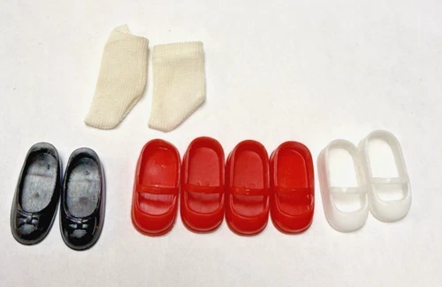 VINTAGE BARBIE TINY SISTER TUTTI MATTEL DOLL SHOES BLACK RED WHITE SOCKS LOT