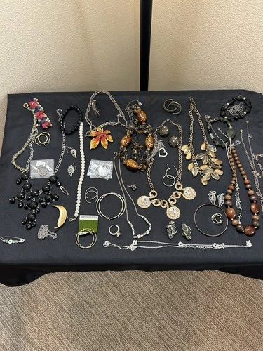 Vintage/now estate Costume Jewelry Lot  all materials 40+ pieces re-sell wear