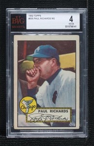 1952 Topps Semi-High # Paul Richards #305 BVG 4