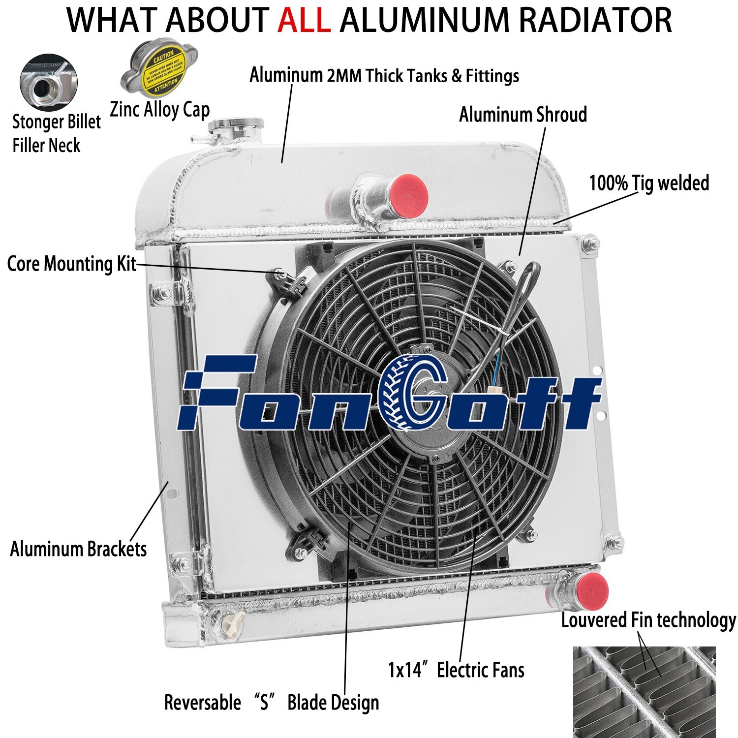 3-Rows Radiator+Shroud Fan Fit 1941-52 Plymouth P11 Concord Cambridge Cranbrook