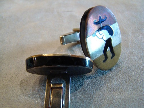 JOAQUIN TAXCO Sterling Silver Mixed Metals Tie Clip Bar Cufflink Set - Picture 5 of 7