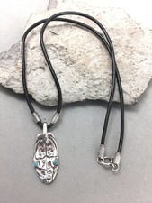 Snake Head Pendant Sterling Silver Turquoise Eyes Hand Stamped Southwest Indian