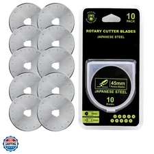 45mm Rotary Cutter Blades 10 Pack Fits Olfa, Fiskars, Replacement Rotary Blad...