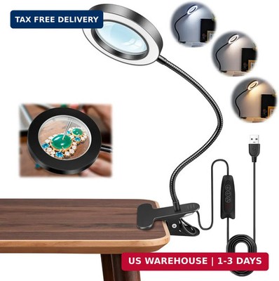 Akynite 10X Magnifying Glass with Light, 2 in 1 Magnifying Desk Lamp Clip on Mga